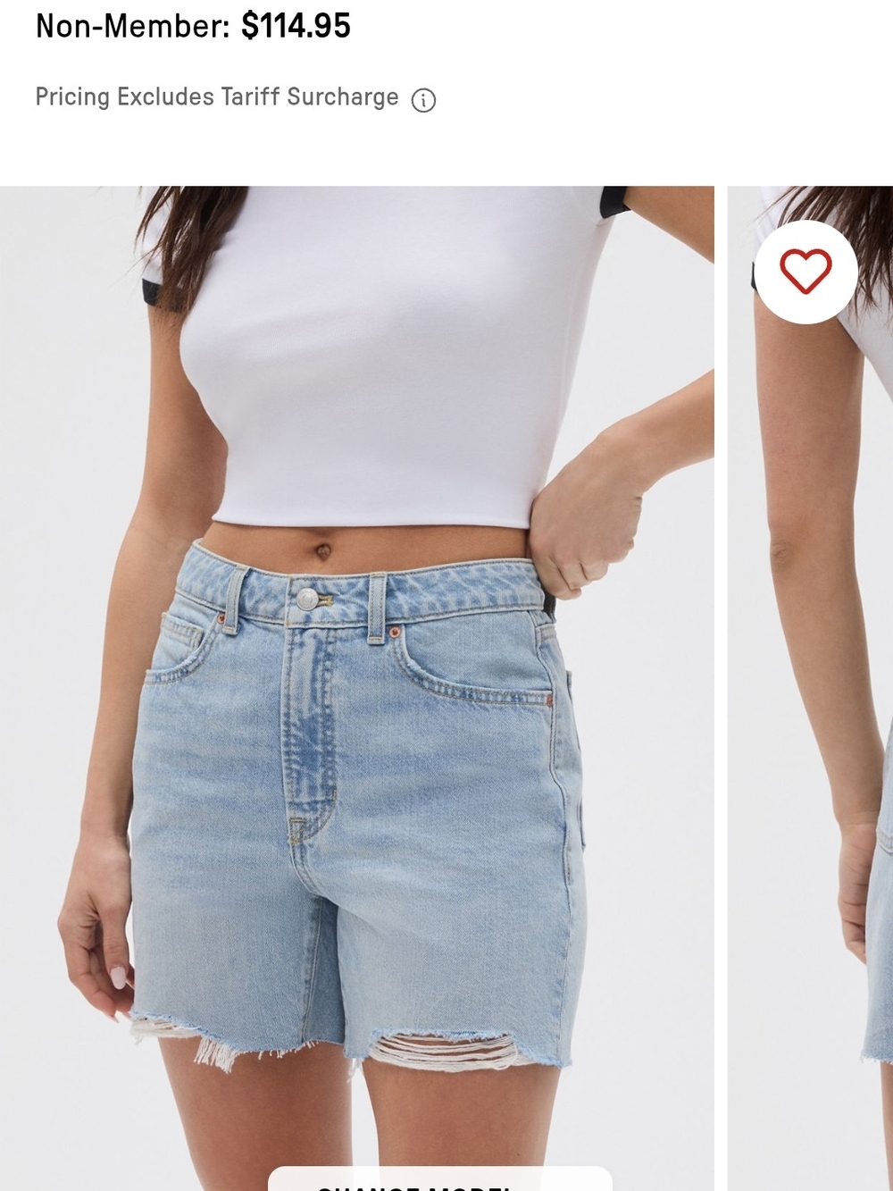 Fabletics Light Blue High-Rise Denim Shorts